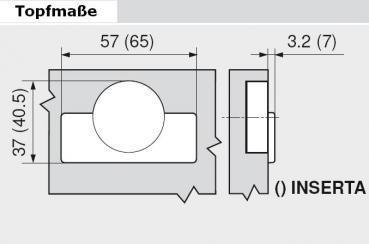 CLIP top Standardscharnier 100°, hochgekröpft, mit Feder, Topf: Schrauben